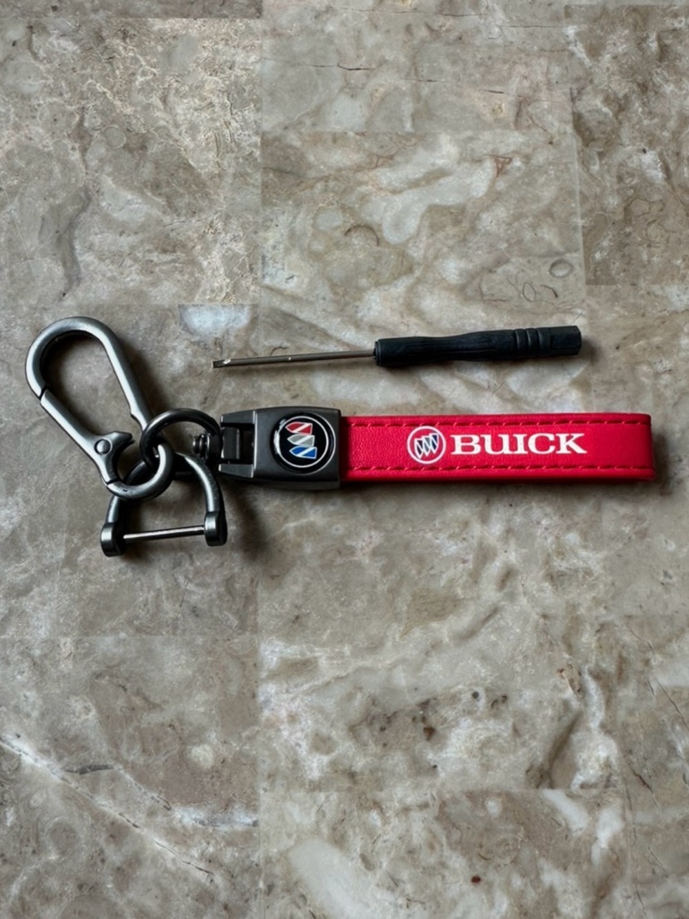 Buick Logo Key Fob Keychain in Red and Silver Leather NWT